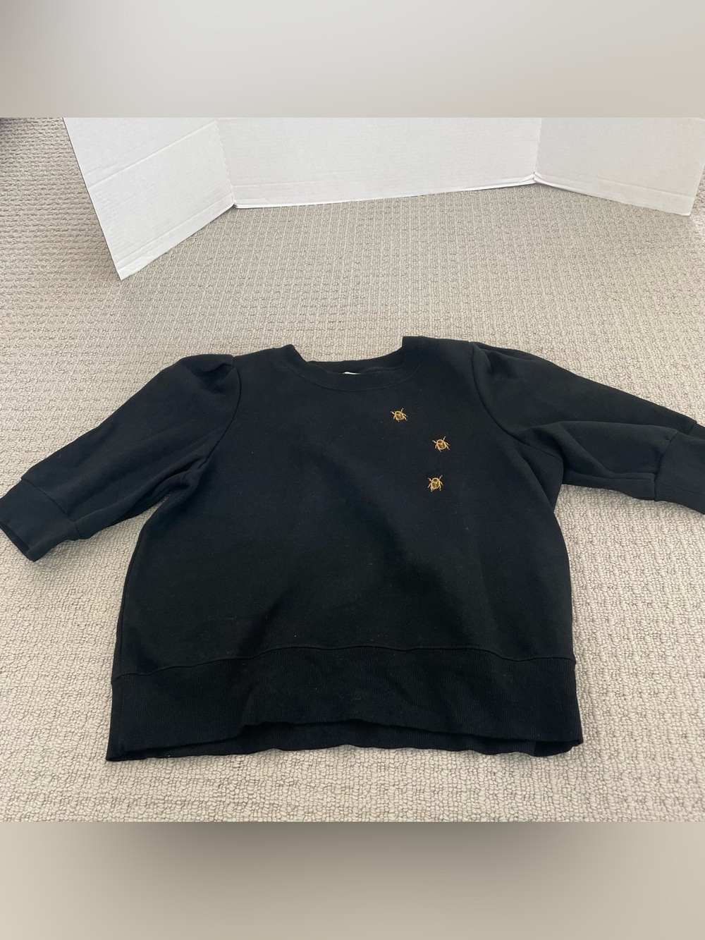 Women’s H&M embroidered beetle black crewneck